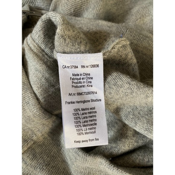 J. Lindeberg Light Grey 100% Wool Herringbone Stripe Full Zip Sweater Size EU S - Picture 4 of 10